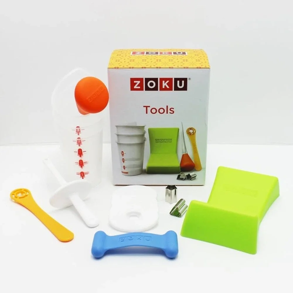 Zoku Quick Pop Maker Tools Accessory Kit Fruit Cutters Siphon Pour Cups